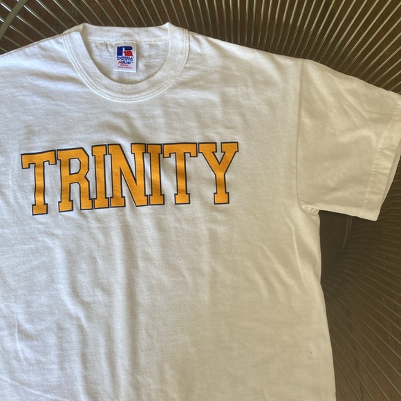 Russell Athletic white Trinity College tee size Youth L 90s Y2K unisex - Picture 11 of 12
